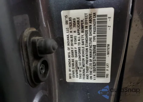 2015 Honda Civic Lx from USA, damaged, VIN 19XFB2F57FE286948